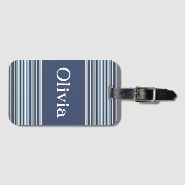 Lila und graue Streifen Gepäckanhänger (Vorderseite (Horizontal))