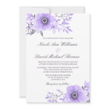 Lila und graue Wasserfarben-Anemone-Hochzeit