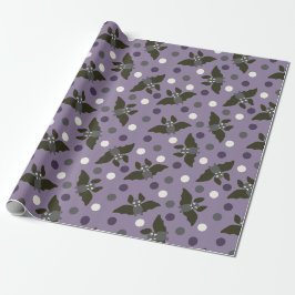 Lila und grauer Cartoon Fledermäuse Polka Dots Hal Geschenkpapier
