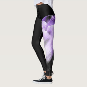 Lila und grauer Tulip auf Black Leggings