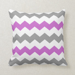 Lila und graues Zickzack Throw-Kissen Kissen