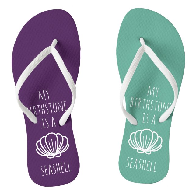 Lila und grün Mein Geburtsstein ist ein Seashell Flip Flops (Fußbett)