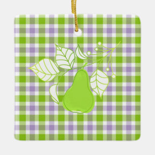 Lila und grün mit Birne Keramikornament