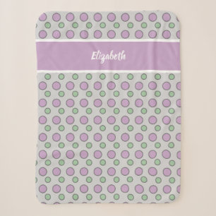 Lila und grün mit Polka-Punkten und Namen Sherpadecke