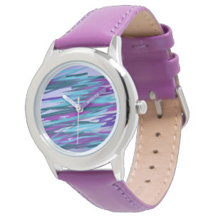 Lila und grüne Abstrakte Kunst Armbanduhr