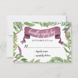 Lila und grüne Aquarellfarben - RSVP-Blätter RSVP Karte
