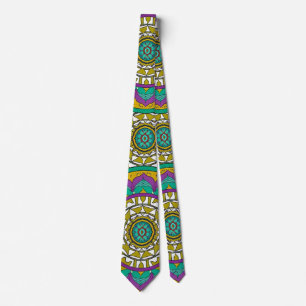Lila und grüne Blume Mandala Neck Tie Krawatte