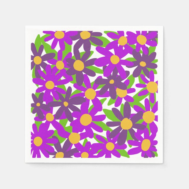 lila und grüne Blume Serviette (Vorderseite)