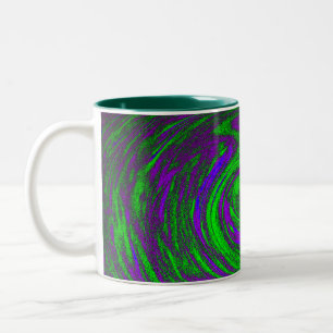 Lila und grüne digitale Kunst Abstrakt Zweifarbige Tasse