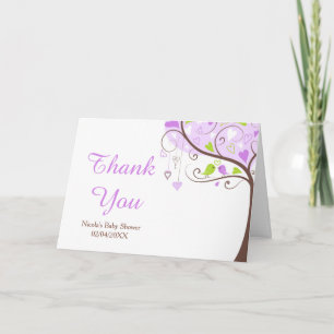 Lila und grüne florale Baby Shower Danksagung für Dankeskarte