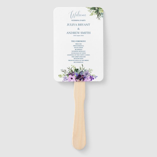lila und grüne Hochzeitsreise mit Blumen Fächer (Vorderseite)