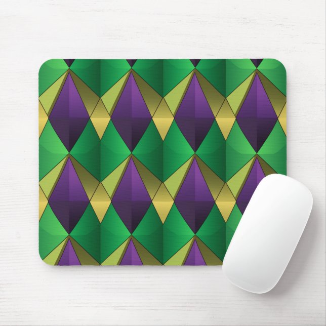 LILA UND GRÜNE MARDI GRAS DIAMOND KARIERT PATTERN MOUSEPAD (Mit Mouse)