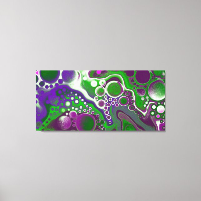 Lila und grüne Marmorflüssigkeiten Kunst Leinwanddruck (Vorderseite)
