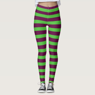 Lila und grüne Monster-Kostüme Halloween-Streife Leggings
