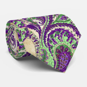 Lila und grüne Paisley Wedding Krawatte