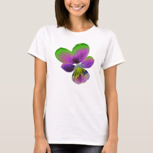 Lila und grüne Pansy Ladys T Shirt