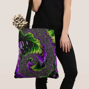 Lila und grüne Spirale Tasche