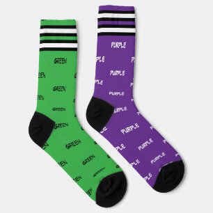 Lila und grüne Streifen Farbennamen Socken