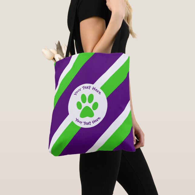 Lila und grüne Streifen Tasche (Von Nahem)
