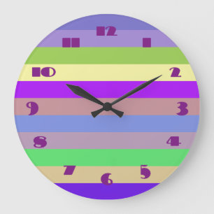 Lila und grüne Streifenhalterung Große Wanduhr