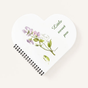 Lila und grüne Süßerbse und Blume Notizbuch