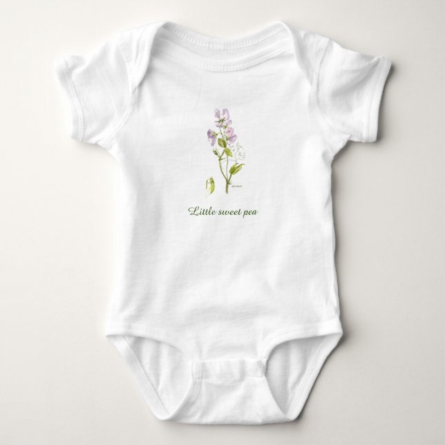 lila und grüne Süßerbsen Aquarellfarben Blume Baby Strampler (Vorderseite)