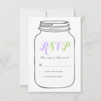Lila und grüne Vintage Mason Jar Wedding RSVP