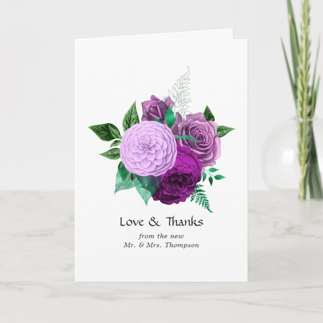 Lila und grüne Wasserhymne Dankeskarte (Vorderseite)