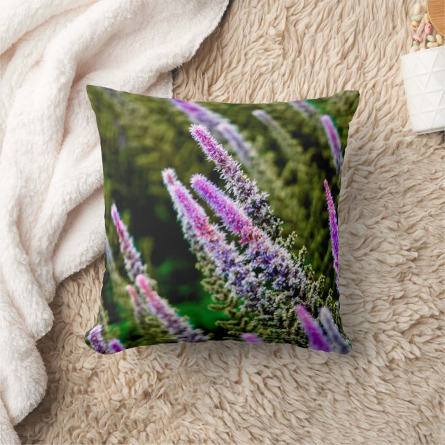 Lila und grüne Wildblume Kissen (Decke)