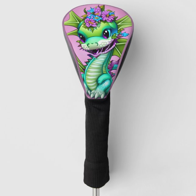 Lila und grüner Baby-Drache Golf Headcover (Vorderseite)