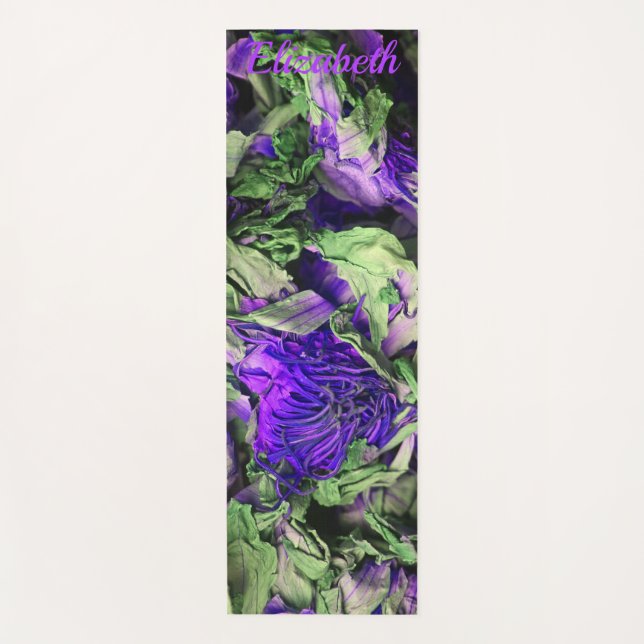 Lila und grüner Blauer Lotus Yogamatte (Vorderseite)