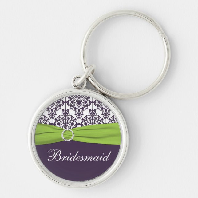Lila und grüner Bridesmaid-Schlüsselanhänger Schlüsselanhänger (Vorne)
