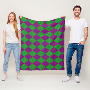 Lila und grüner Diamond-Glitzer Fleecedecke