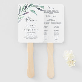 Lila und grüner Eukalyptus-Hochzeitslüfter Fächer