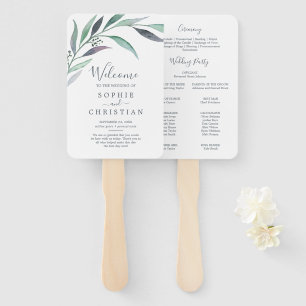 Lila und grüner Eukalyptus-Hochzeitslüfter Fächer