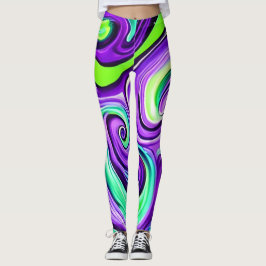 Lila und grüner Swirl Leggings