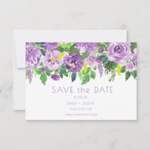 Lila und grüner Watercolor BlumenSave the Date Save The Date