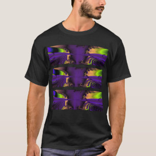 Lila und grünes Funky Fraktal Art. T-Shirt