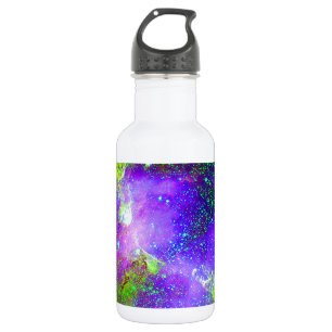 lila und grünes Galaxienebel-Raumbild. Trinkflasche