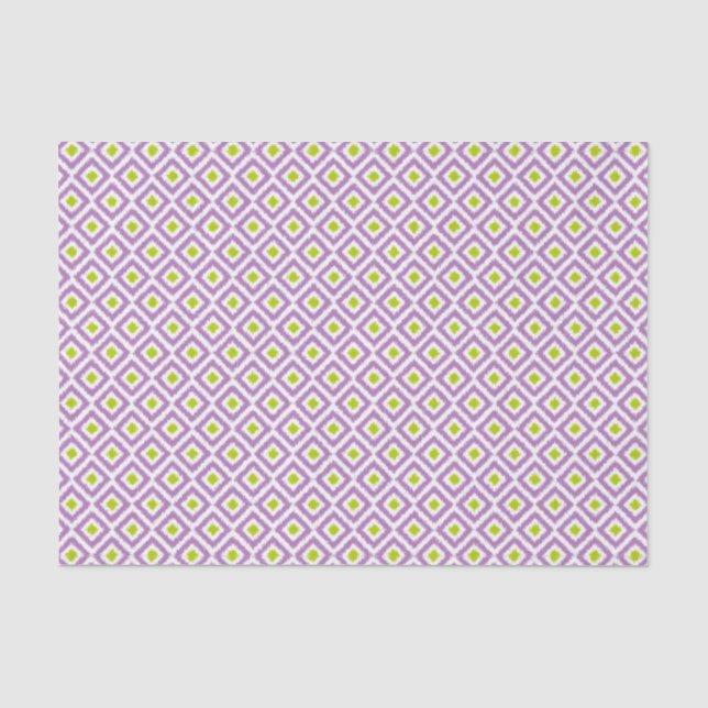 Lila und grünes Ikat Diamonds-Muster Seidenpapier (Vorderseite)