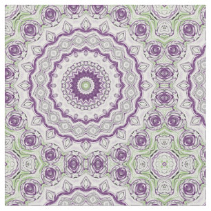 Lila und grünes Mandala-Muster Stoff