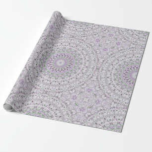 Lila und grünes Mandala-Musterdesign Geschenkpapier