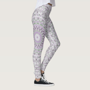 Lila und grünes Mandala-Musterdesign Leggings
