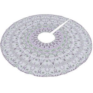 Lila und grünes Mandala-Musterdesign Polyester Weihnachtsbaumdecke