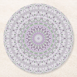 Lila und grünes Mandala-Musterdesign Runder Pappuntersetzer