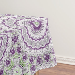 Lila und grünes Mandala-Musterdesign Tischdecke