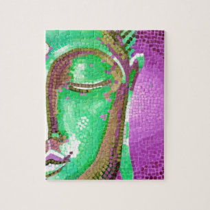 Lila und grünes Mosaik Buddha stellen gegenüber