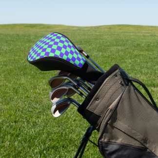 Lila und grünes Schachbrettmuster Golf Headcover