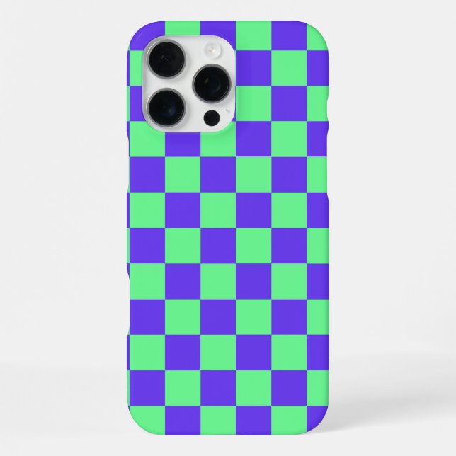 Lila und grünes Schachbrettmuster iPhone 16 Pro Max Hülle (Rückseite)