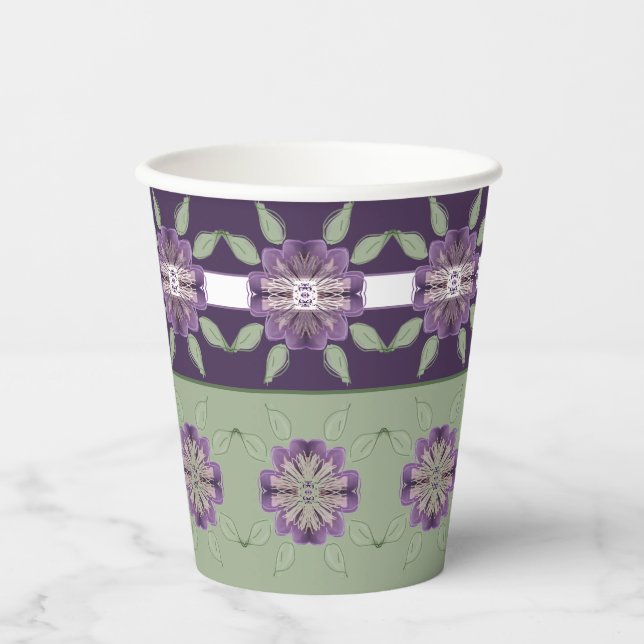 Lila und hellgrün pappbecher (Vorderseite)